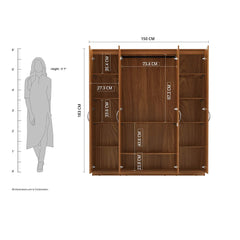 Solimo Medusa Engineered Wood Wardrobe Walnut Finish - Nice Maple