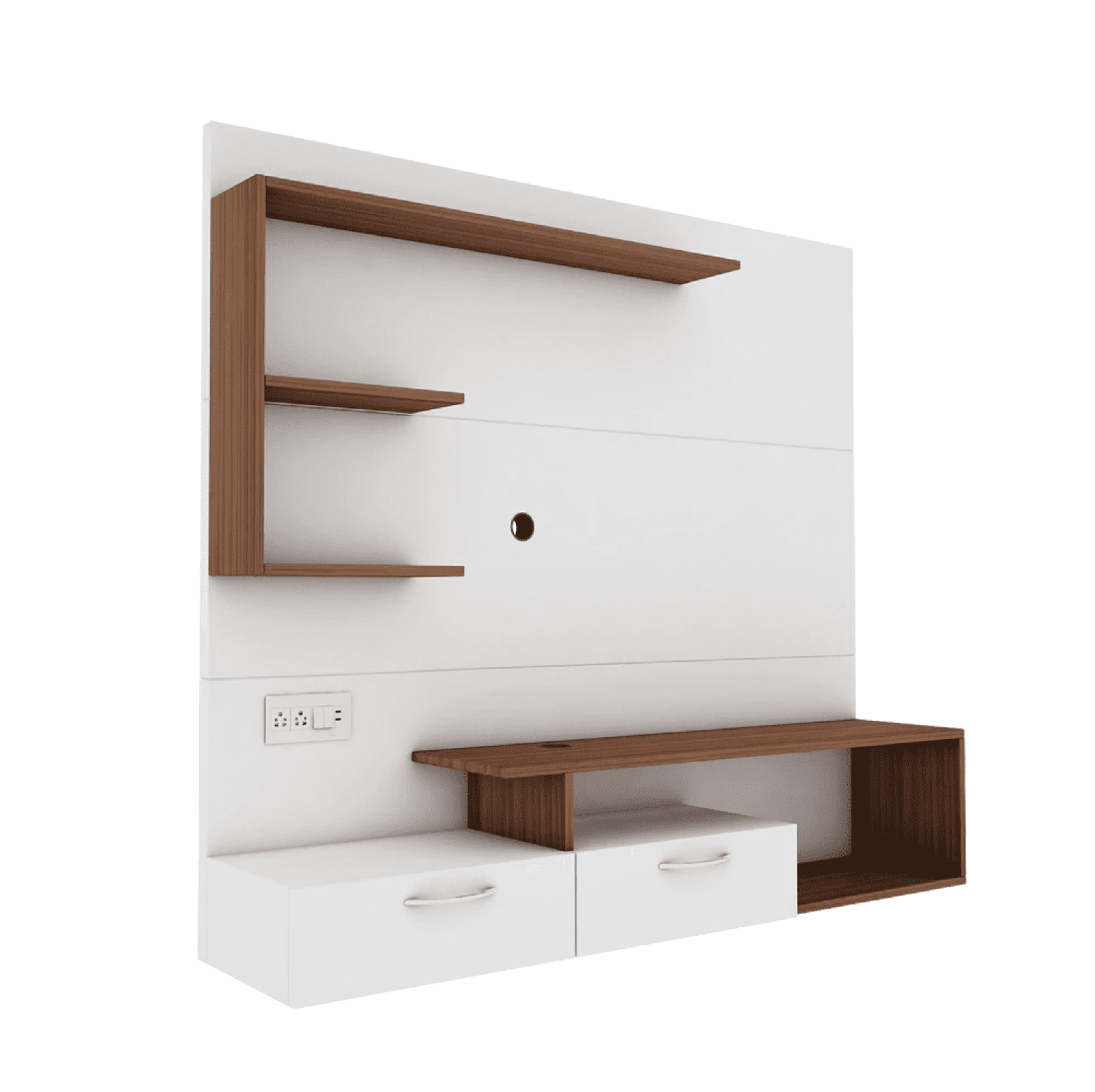 Viny TV Panel- Frosty White- Upto 55 inches TV - Nice Maple