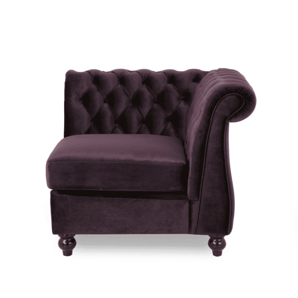 Amberside Suede Tufted Chesterfield Sectional Sofa - Nice Maple