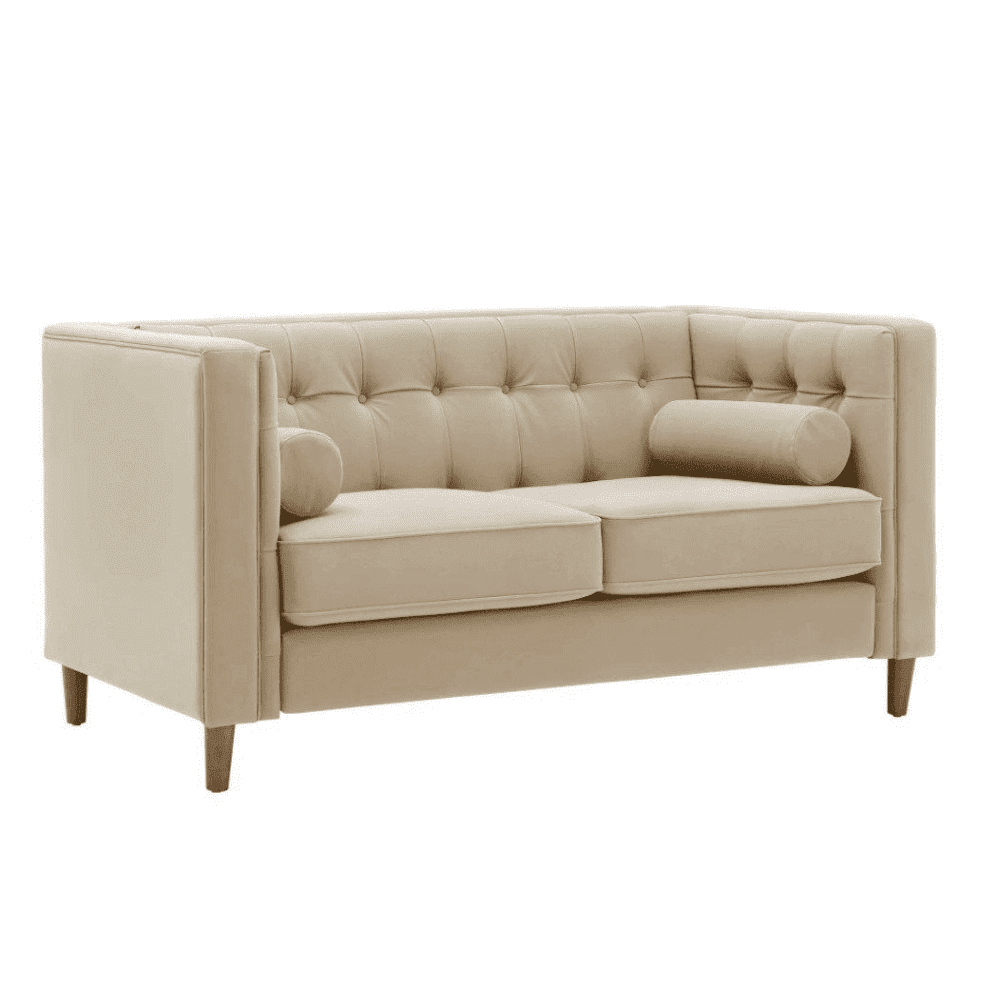 Brew Tuxedo Faux Leatherette Sofa with Accent Pillows - Nice Maple