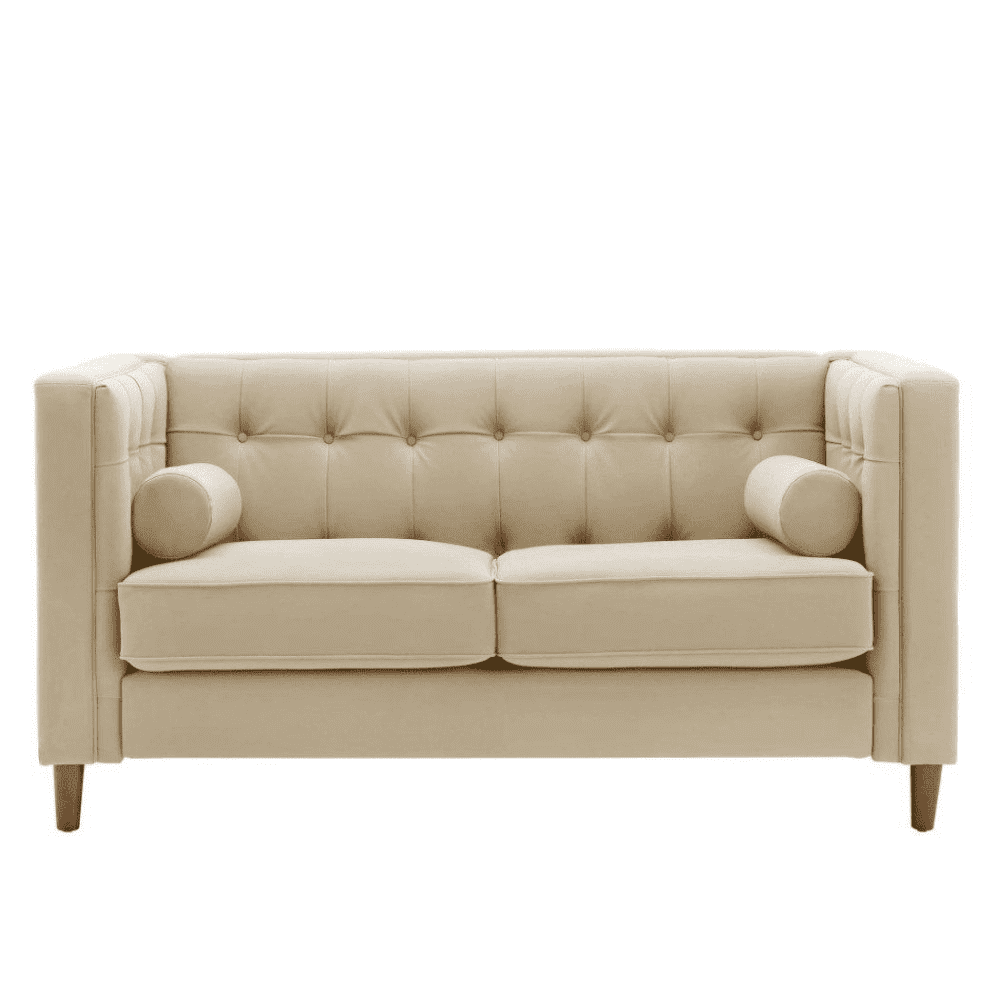 Brew Tuxedo Faux Leatherette Sofa with Accent Pillows - Nice Maple