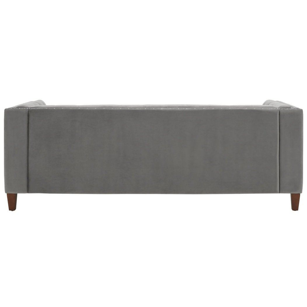 Silver Orchid Jewel-tuft Grey Suede Seating with Nailhead - Nice Maple