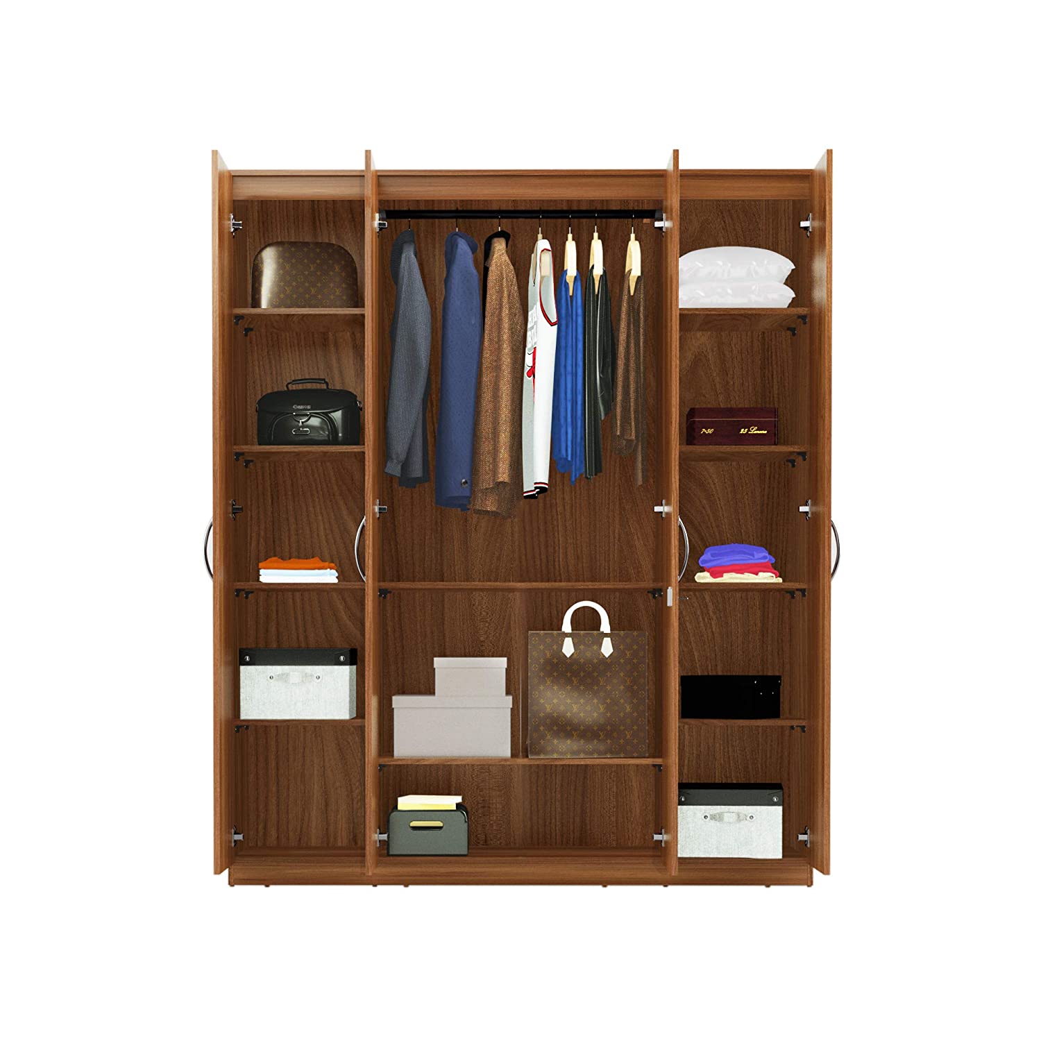 Solimo Medusa Engineered Wood Wardrobe Walnut Finish - Nice Maple