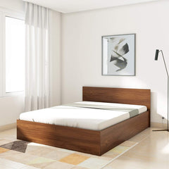 Solimo Wooden Bed in Walnut Colour With Storage - Nice Maple