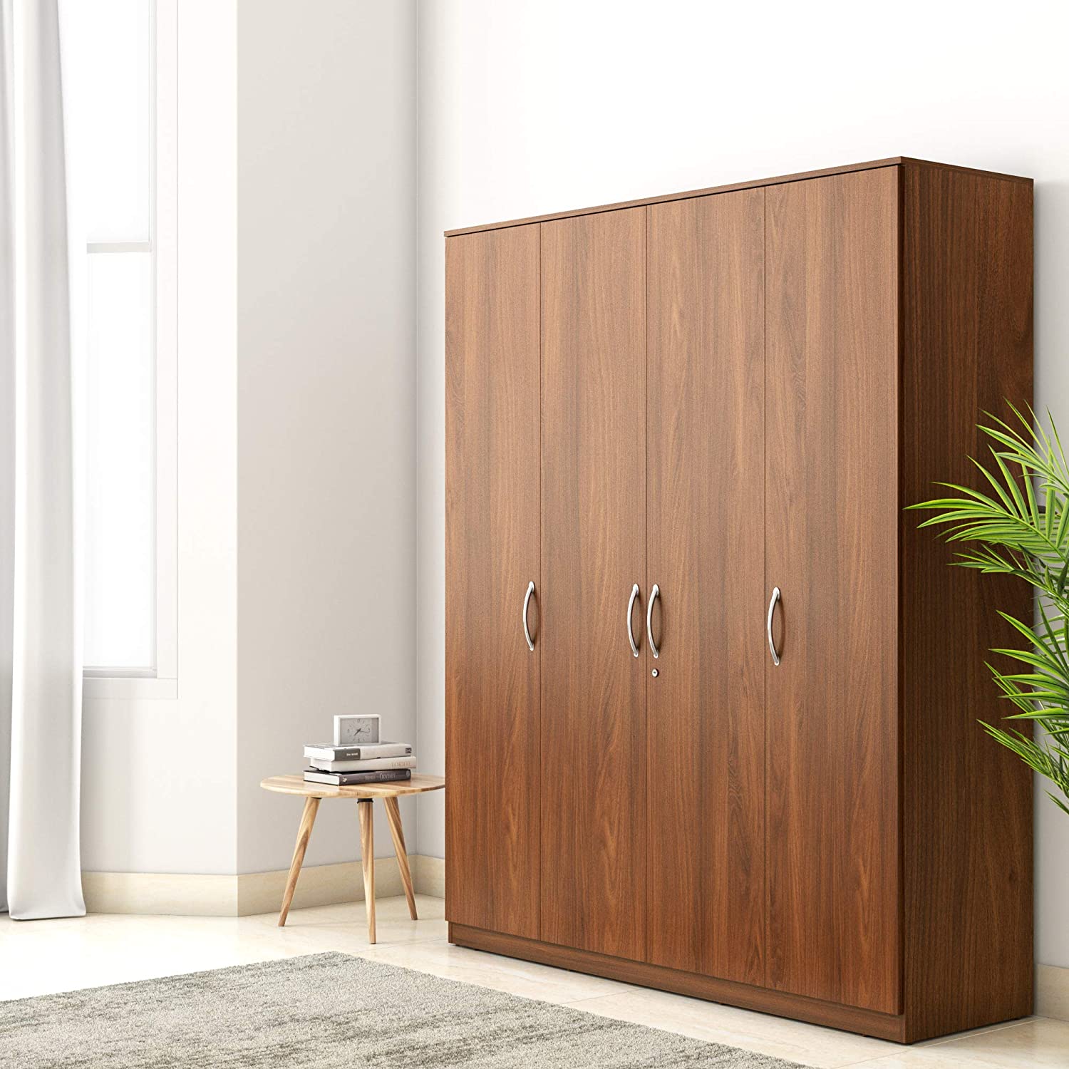 Solimo Medusa Engineered Wood Wardrobe Walnut Finish - Nice Maple