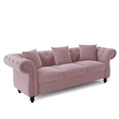 Jack & Hill Chesterfield Suede Sofa Set - Nice Maple