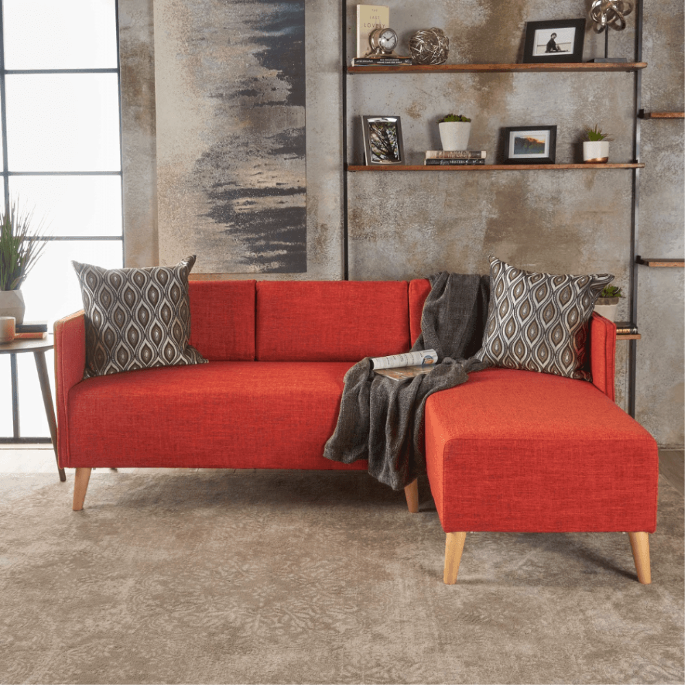 Augustus Mid-century Modern Fabric Chaise Sectional - Nice Maple