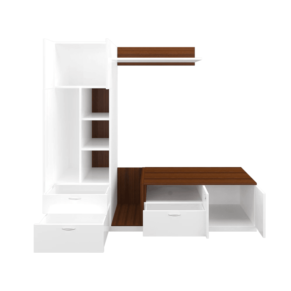 Cassy TV Panel- Walnut & Frosty White- Upto 55 inches TV - Nice Maple