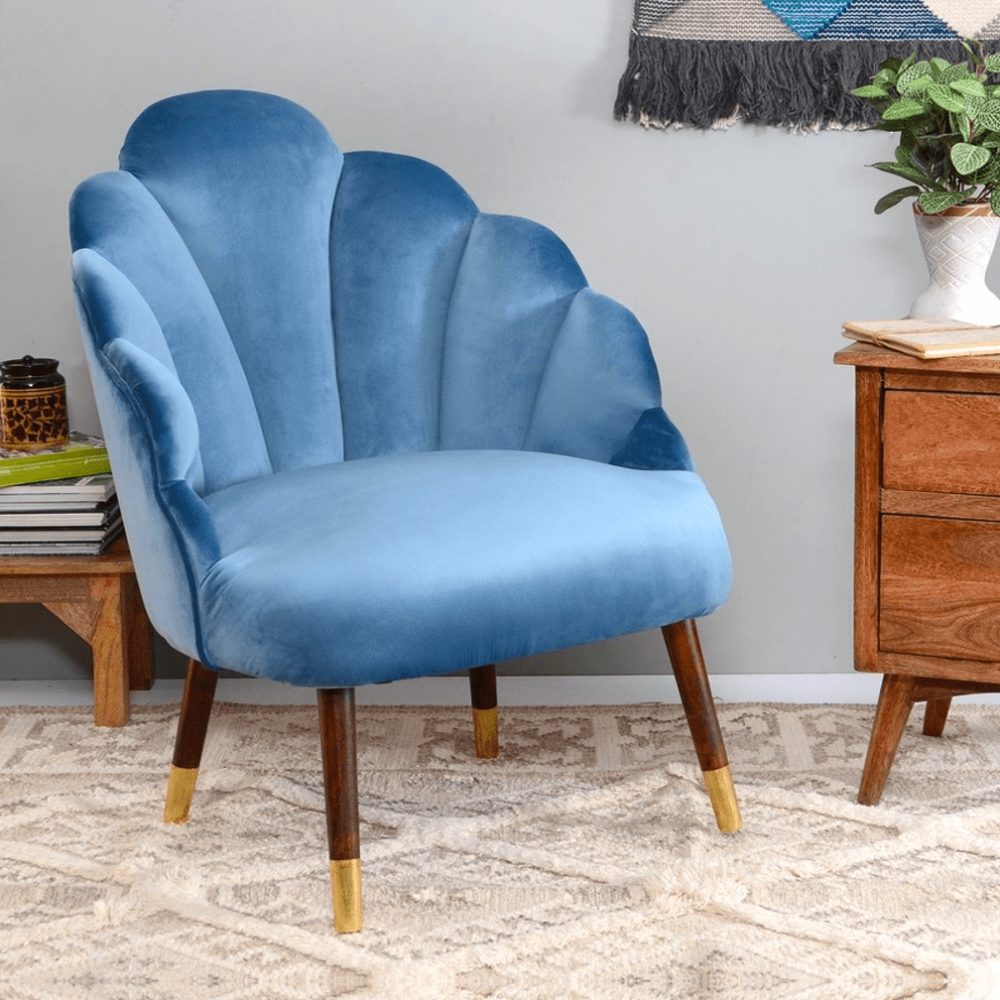 Peacock Suede Accent Chair - Nice Maple