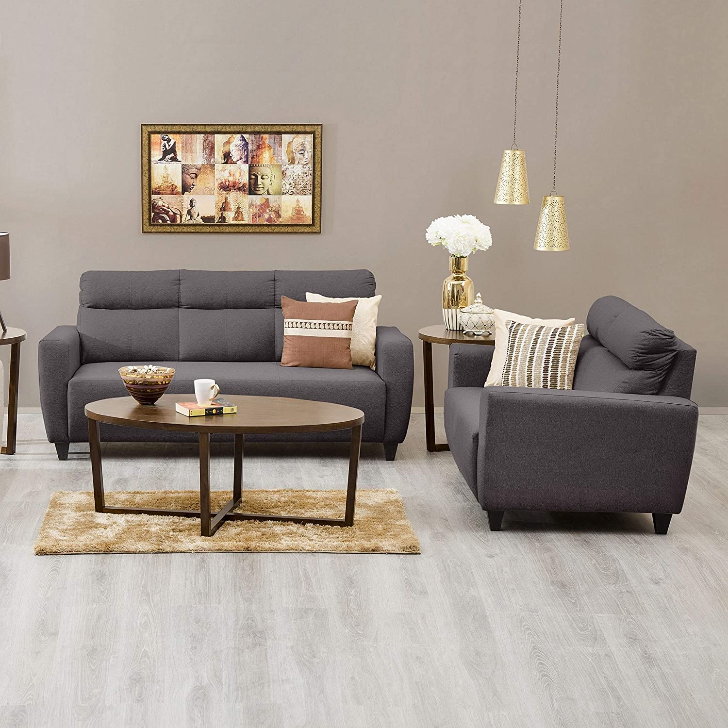 Zolo Suede Sofa Set in Grey Color - Nice Maple