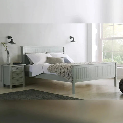 Simply Wooden Bed Without Storage in Grey Matt Finish