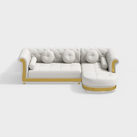 Umrao Premium Modern Sofa Set in Beige Leatherette