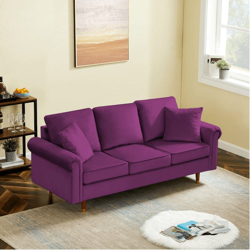 Straight Line Sofa Set in Purple - Nice Maple