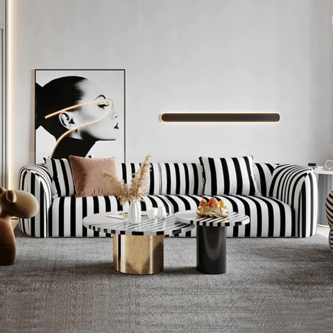 Zebra Luxury Modern Suede Sofa Set in Zebra Print