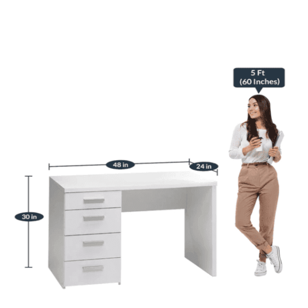 Class Apart Study Table in White Colour - Nice Maple