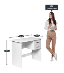 Zolo Study Table in White Color - Nice Maple