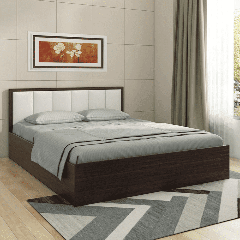 Art Living Upholstered Bed with Storage in Brown Finish - Nice Maple