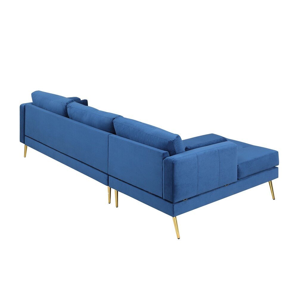 Volly High Back Couch Mid-century Suede SS Legs Chaise Sofa - Nice Maple