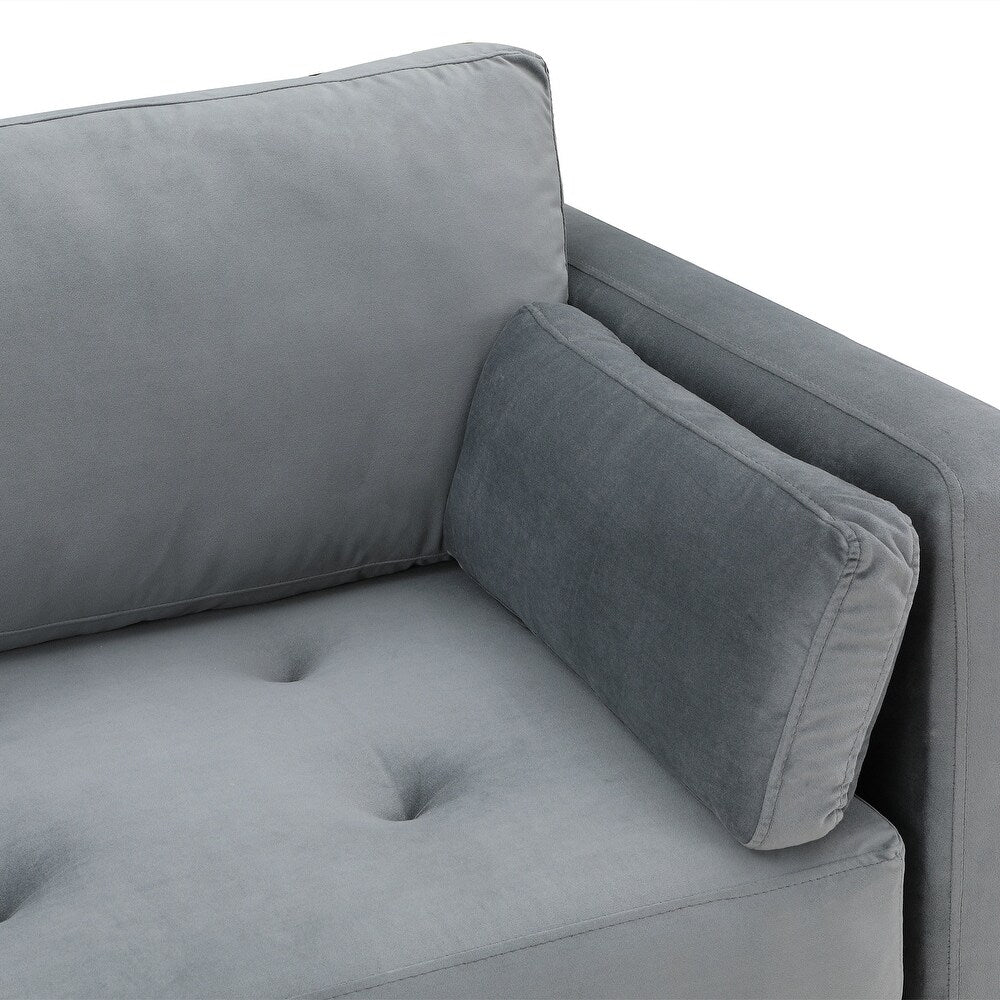 Volly High Back Couch Mid-century Suede SS Legs Chaise Sofa - Nice Maple