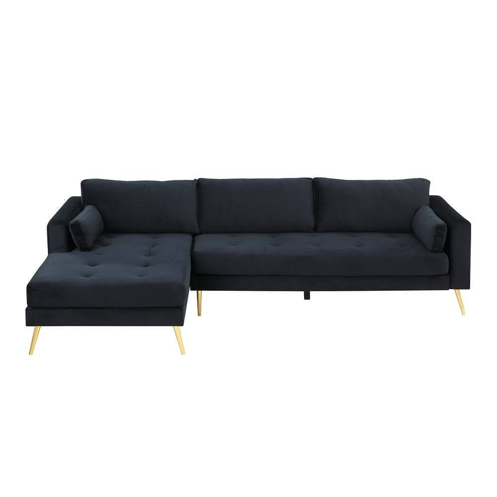 Volly One Couch Mid-century Sectional Sofa in Black - Nice Maple