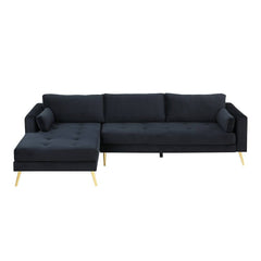 Volly One Couch Mid-century Sectional Sofa in Black - Nice Maple