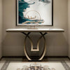 Oval Golden Console Table - Stainless Steel - Nice Maple