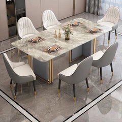 Volvo Luxury 6 Seater Dining Table in Golden Stainless Steel - Nice Maple