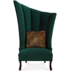 Navy Button-Tufted Wingback Chair In Green - Nice Maple