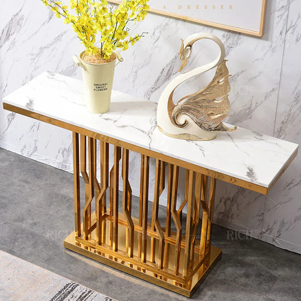 Uniline Golden Console Table - Stainless Steel - Nice Maple