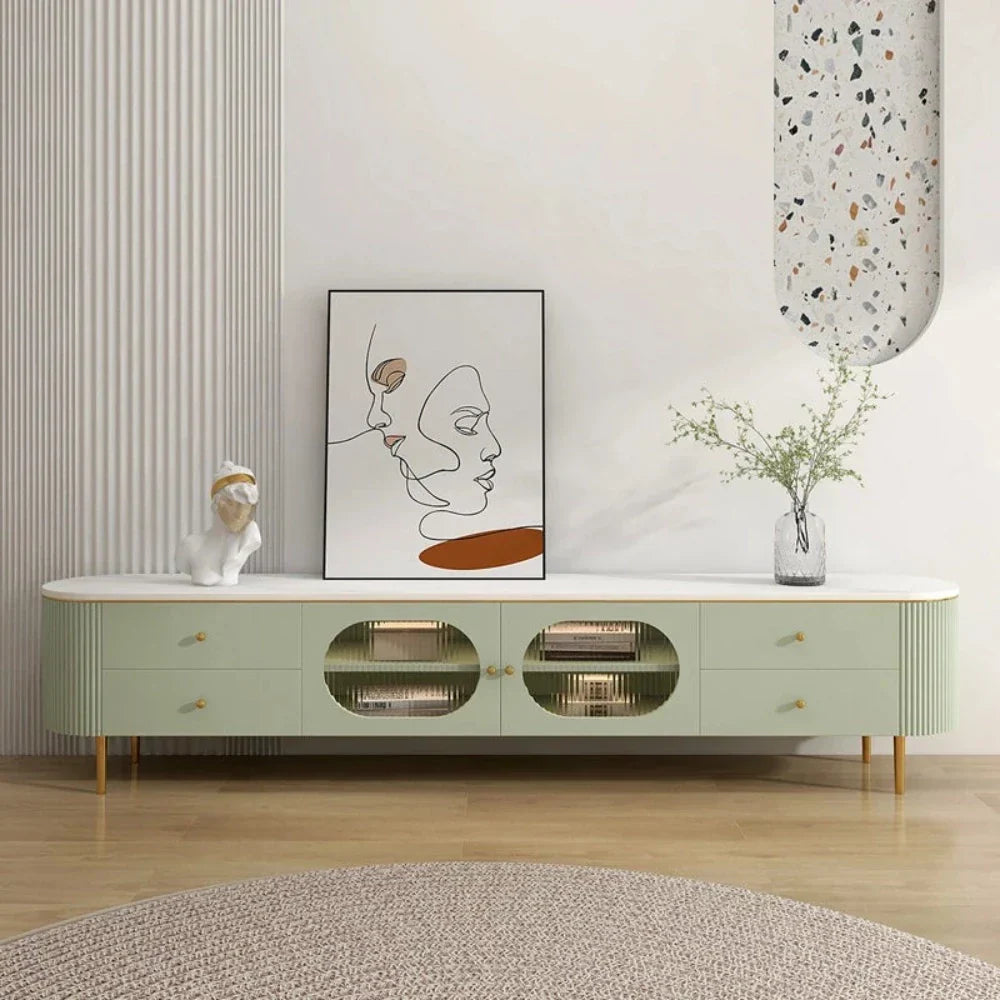 Texo Luxury TV Unit in Green - Nice Maple