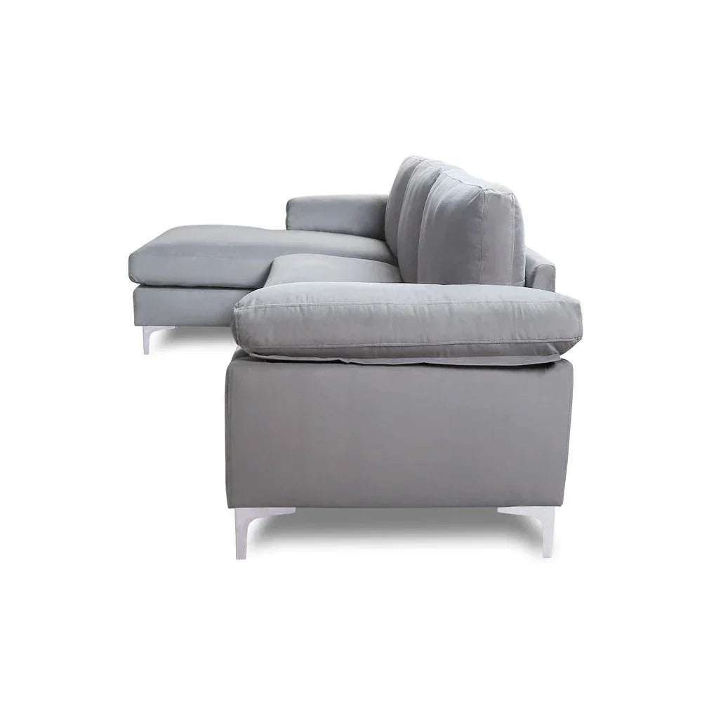 Inox Modern Suede Sectional Sofa - Nice Maple