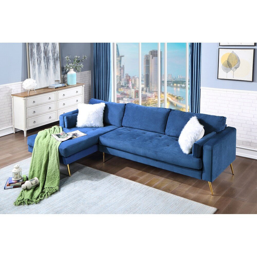 Volly High Back Couch Mid-century Suede SS Legs Chaise Sofa - Nice Maple