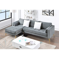 Volly High Back Couch Mid-century Suede SS Legs Chaise Sofa - Nice Maple
