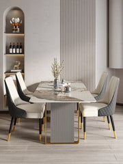 Volvo Luxury 6 Seater Dining Table in Golden Stainless Steel - Nice Maple