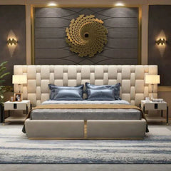 Casper Premium Upholstered Bed With Side Tables in Suede