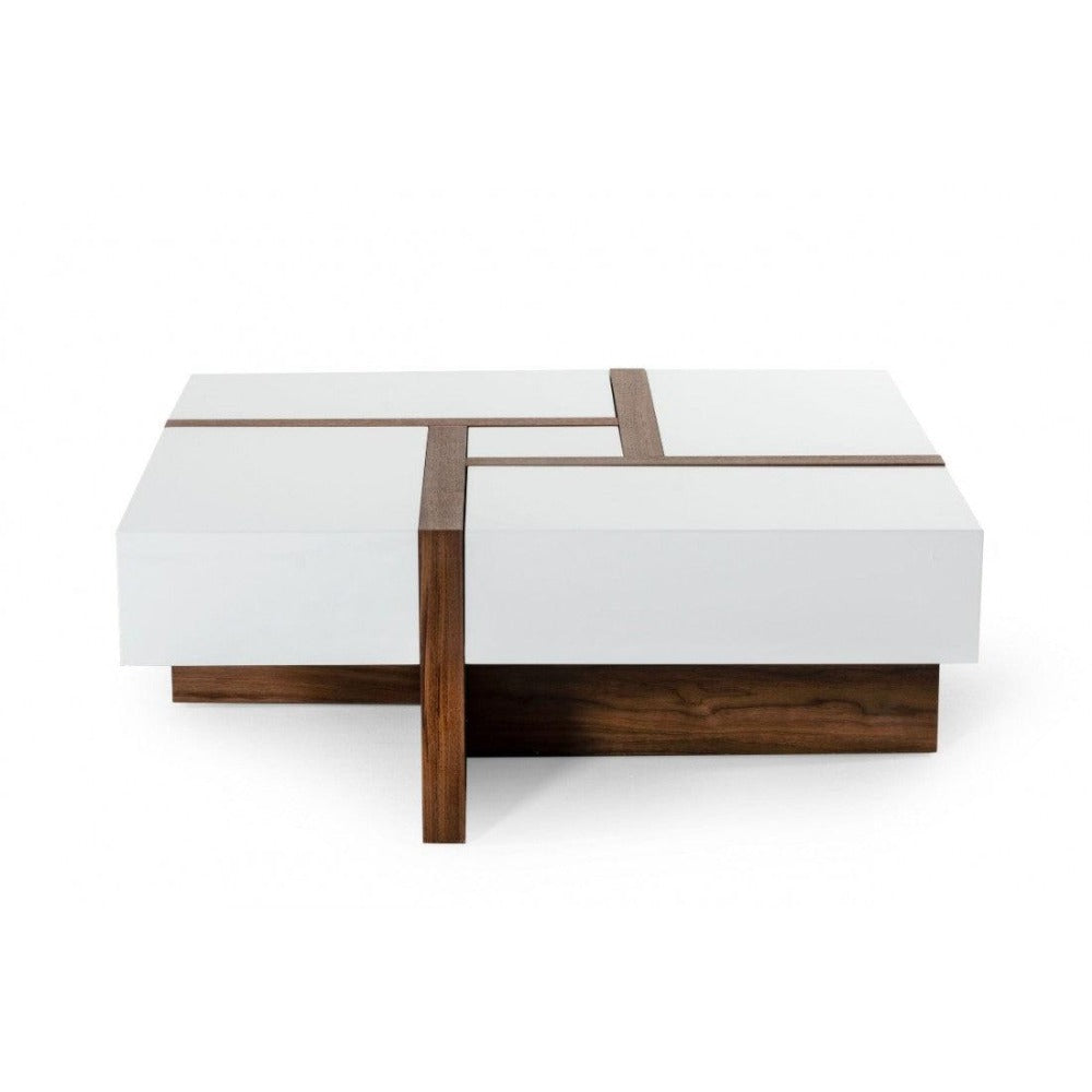 Drift White/Walnut Centre Table in PU Polish - Nice Maple