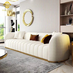 Western Luxury Modern Suede Sofa Set in Off White - Nice Maple