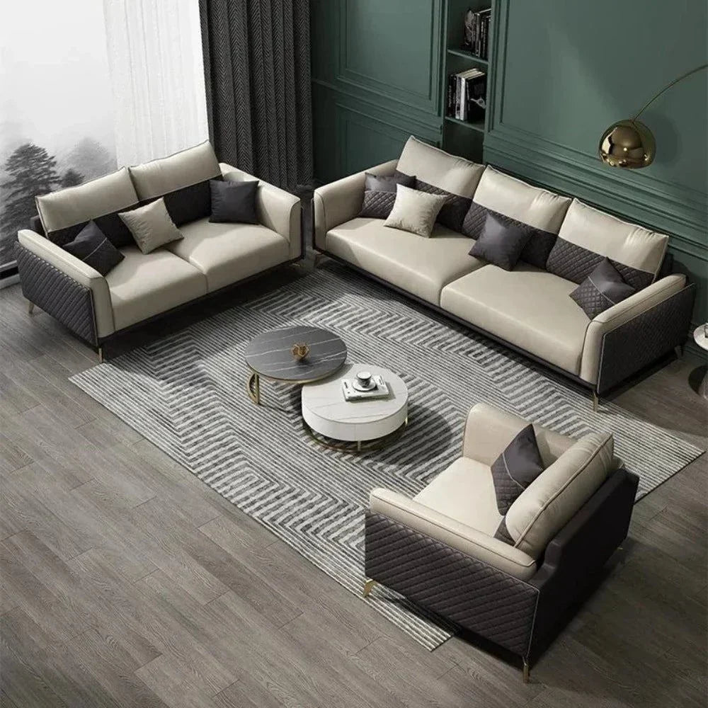 Mono Luxury Modern Suede Sofa Sets In Leatherette - Nice Maple