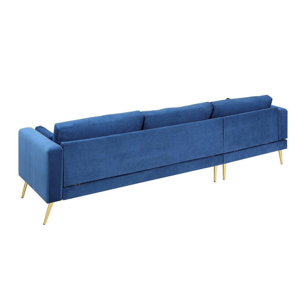 Volly High Back Couch Mid-century Suede SS Legs Chaise Sofa - Nice Maple