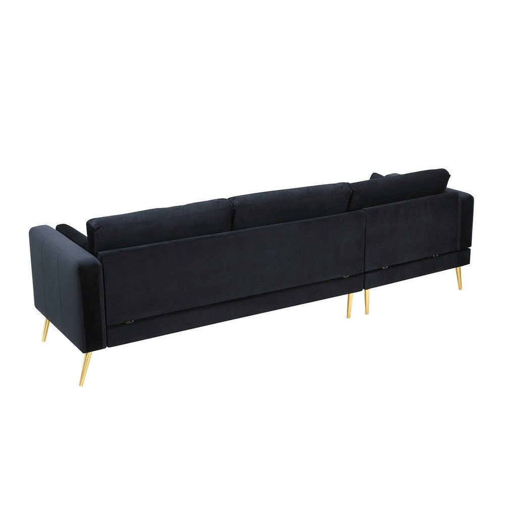 Volly One Couch Mid-century Sectional Sofa in Black - Nice Maple