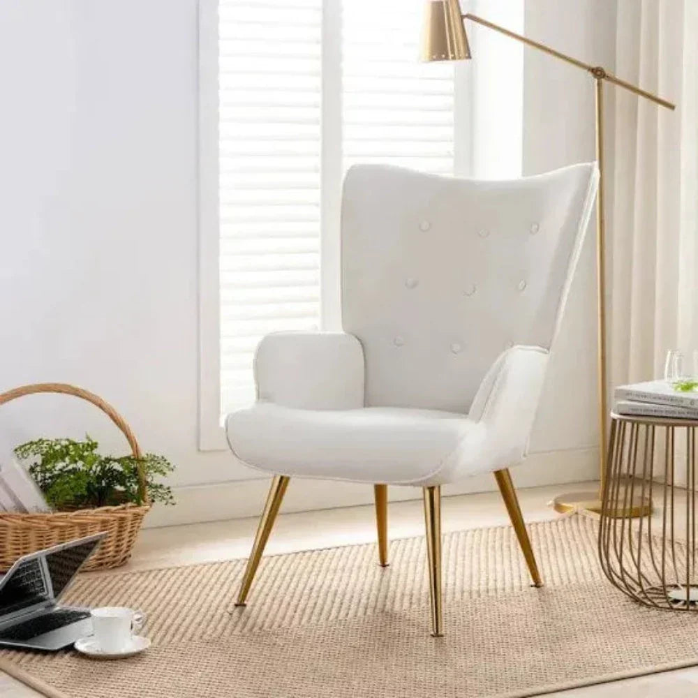 Kitty Button-Tufted Wingback Chair - Nice Maple