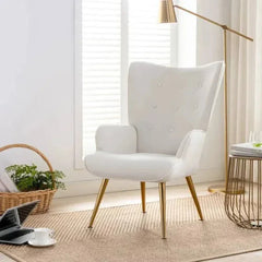 Kitty Button-Tufted Wingback Chair - Nice Maple