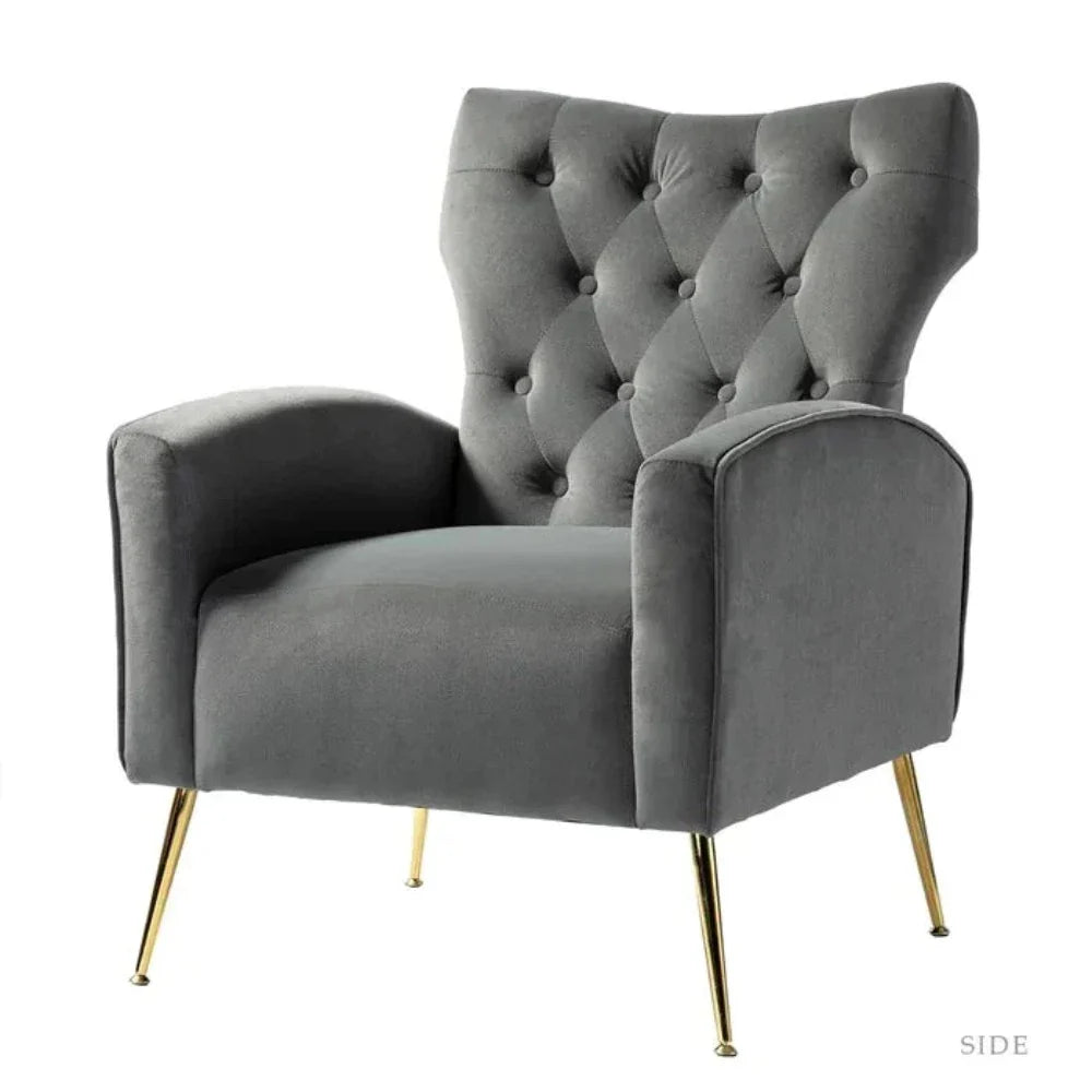 Jacky Chesterfield Chair in Suede - Nice Maple