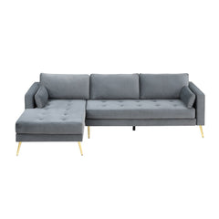 Volly High Back Couch Mid-century Suede SS Legs Chaise Sofa - Nice Maple