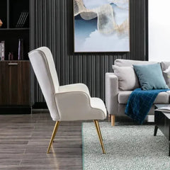 Kitty Button-Tufted Wingback Chair - Nice Maple