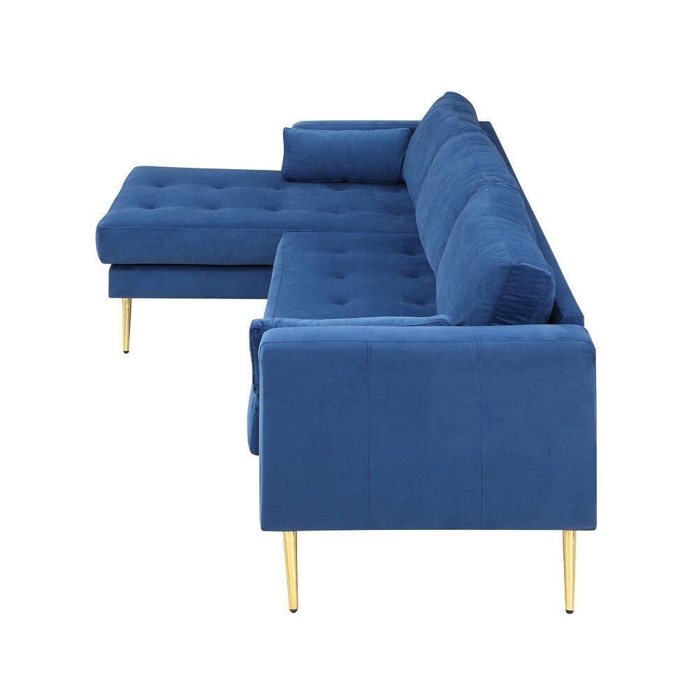 Volly High Back Couch Mid-century Suede SS Legs Chaise Sofa - Nice Maple