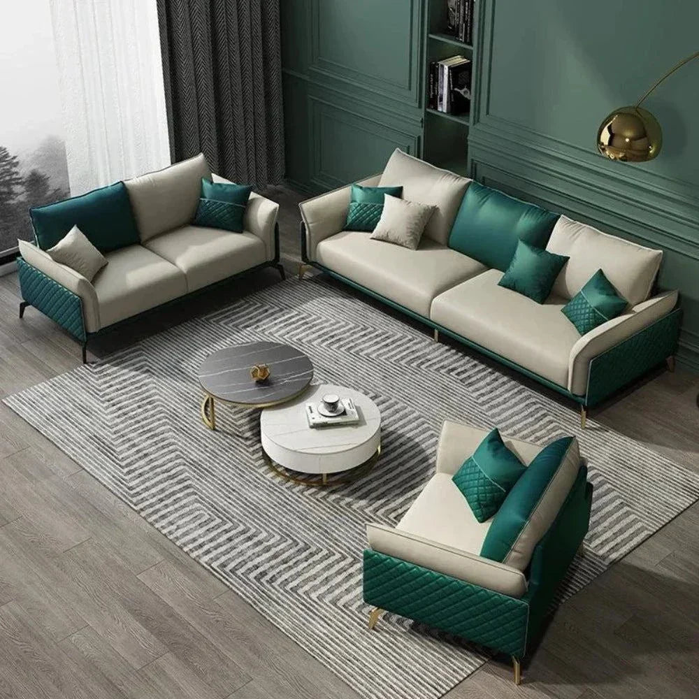 Mono Luxury Modern Suede Sofa Sets In Leatherette - Nice Maple