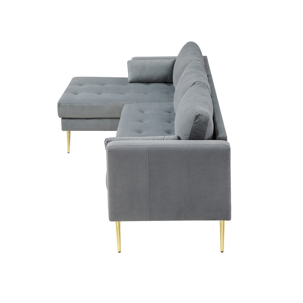 Volly High Back Couch Mid-century Suede SS Legs Chaise Sofa - Nice Maple