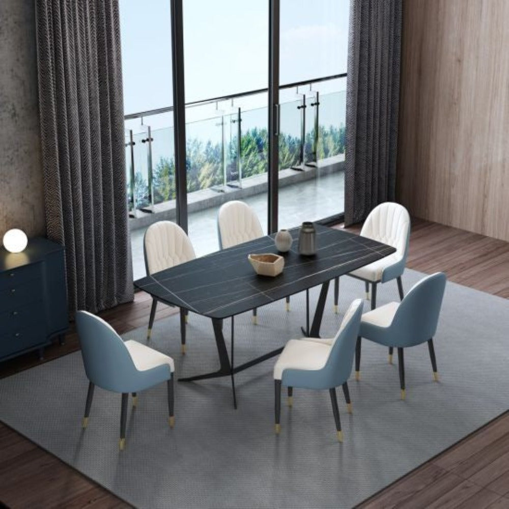 Lexus Luxury 6 Seater Dining Table in Blue - Nice Maple