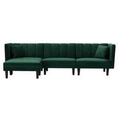 Yollo Suede Sectional Sofa in Green - Nice Maple